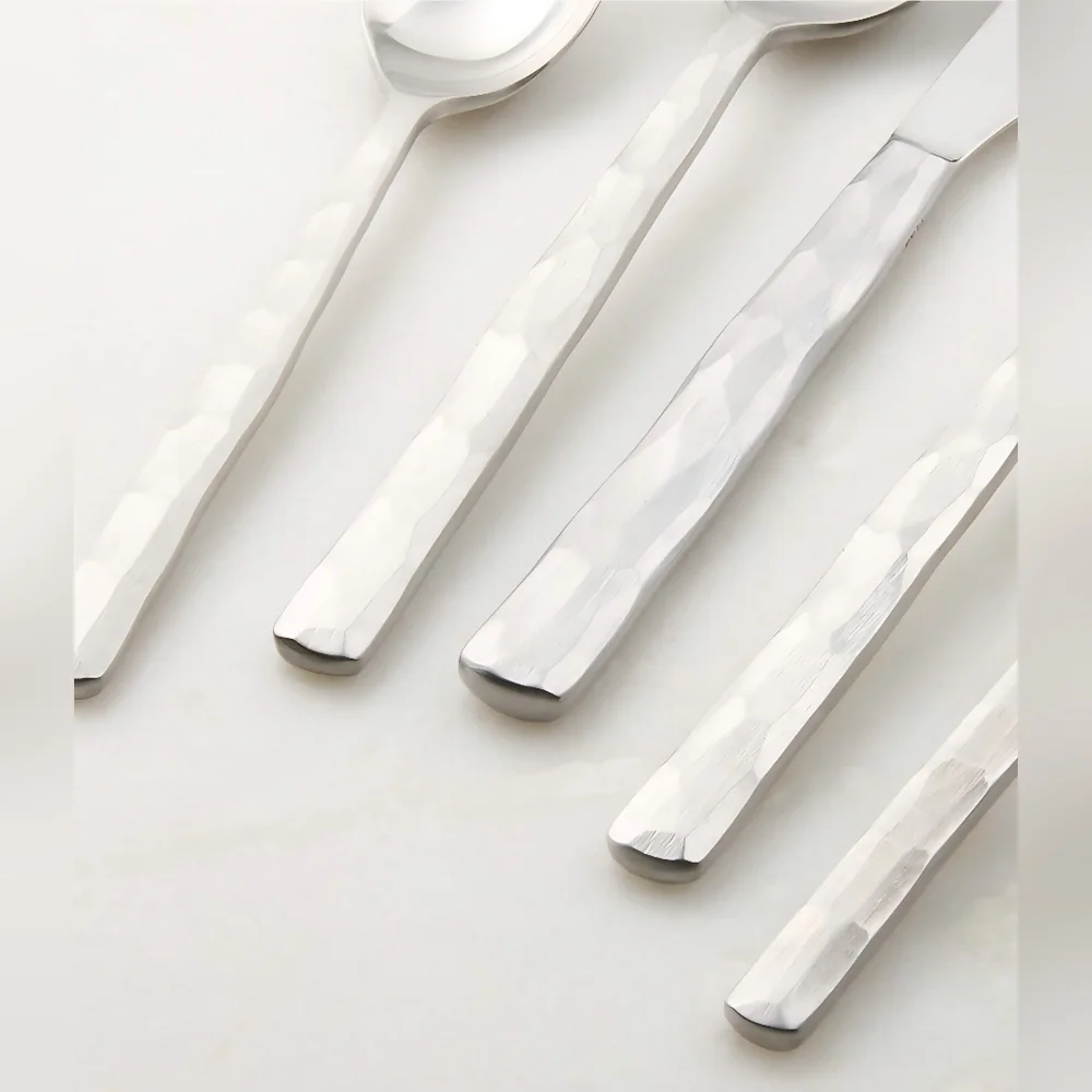 ❤️BUY 2 GET 1 FREE Chiseled 20-Piece Satin Hammered Stainless Steel Flatware Set